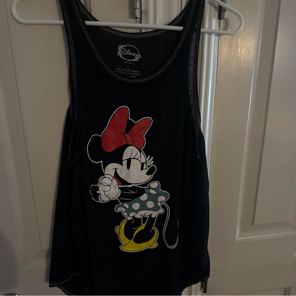 Disney Women’s Black Graphic Tank Top Minnie Mouse Size Large